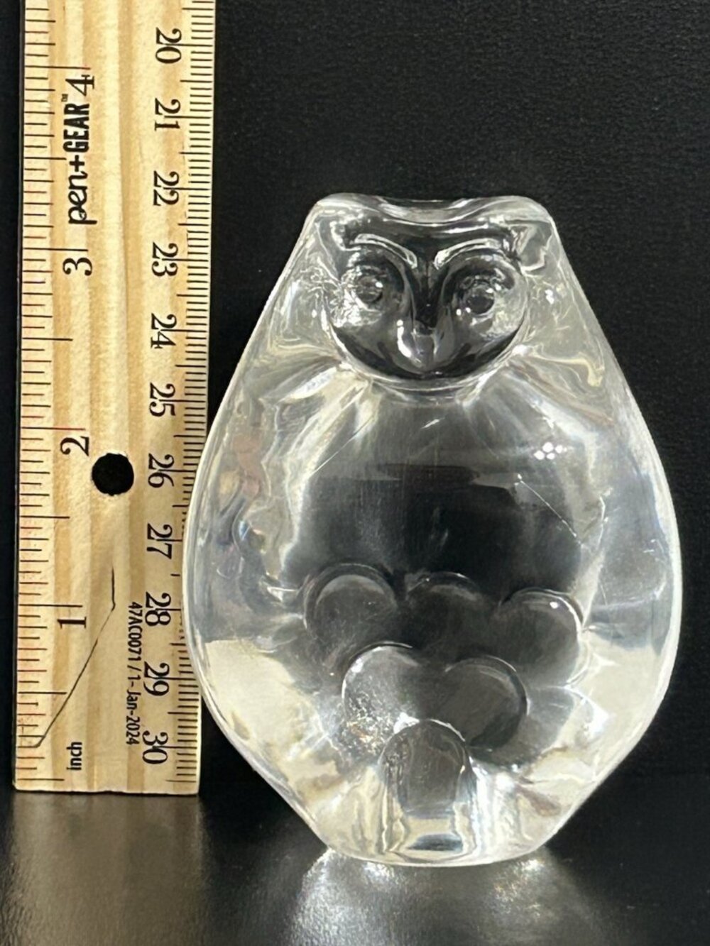 Vintage Crystal Glass Clear Owl Figurine Paperweight Danish Holmegaard Unique - Picture 7 of 8